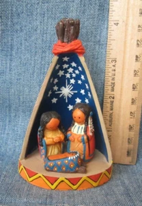 INDISCHE TEPPEE KRIPPE Weihnachten 4" Figur St. Jopseph Indianerschule BX - Bild 1 von 3