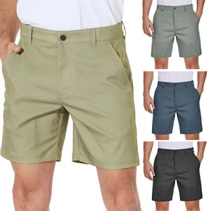 Men's Beach Shorts Stretch Chino Pockets Summer Casual Relaxed Fit Half Pant 7'' - Picture 1 of 42