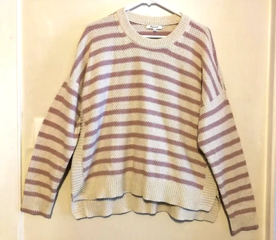 Suéter Madewell Mujer XXL Crema Púrpura Pickford Rayas Texturizado Manga Larga Foto 1 de 4