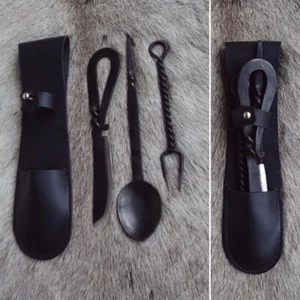 Juego de cubiertos medievales de cuchillo, tenedor y cuchara perfecto para la recreación de LARP campamento - Imagen 1 de 1