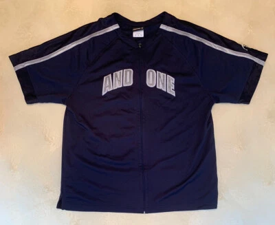 And One Basketball Navy Blue Jersey #1 (Zipper Front) Adult Size Medium - Image 1 of 4