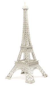 Figura de escultura de metal plateado torre Eiffel París decoración del hogar  - Imagen 1 de 8