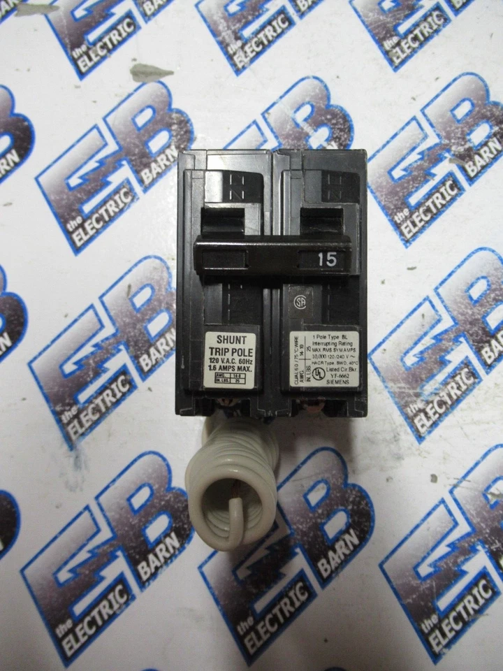 Siemens B11500S01, 15 Amp, 120 Volt, 1 Pole, Shunt, 10K, Circuit Breaker- NEW-S