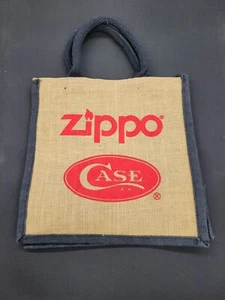 Vintage Zippo Case Reusable Burlap Bag. Hook Loop Closure 12" X 12" - Picture 1 of 8
