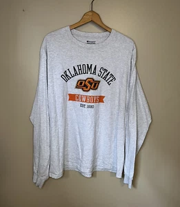 Oklahoma State OSU Cowboys Champion Men’s Size Large Gray Long Sleeve Shirt E1 - Picture 1 of 5