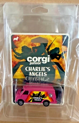Corgi Juniors Chevrolet Charlie's Angels Pink Van 1978 MOC with Protector Case - Image 1 of 4