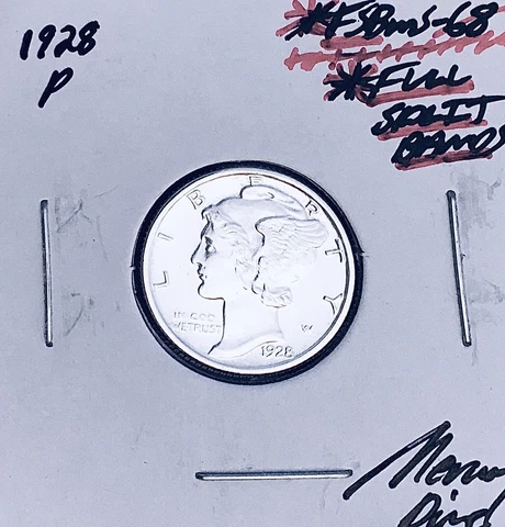 1928-P Mercury Dime, FULL Split Bands, Superb Gem BU++ FSB, RARE This Nice! Cover