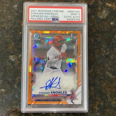 2021 Bowman Chrome D’Shawn Knowles Sapphire Edition Auto - Orange PSA Mint 9 /25 - Image 1 of 2