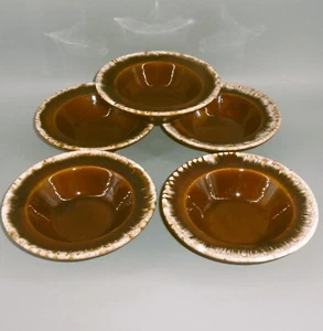 Hull Crestone Brown Drip Berry Desert Bowls Lot Of Five Pottery Made In Ohio - Picture 1 of 12