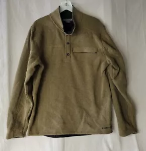 ExOfficio Mens Large Green Jacket Fleece Ribbed Front 1/4 Button Down Pullover - Picture 1 of 6