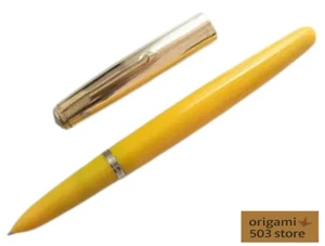 Parker 51 Fountain Pen 14K Gold XF Nib 12K Cap Yellow Aerometric 1940s USA - Picture 1 of 17