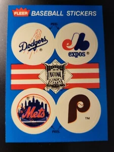 1989 Fleer Phillies Dodgers Mets Expos Mets Back TEAM LOGO STICKER Card  - Picture 1 of 2