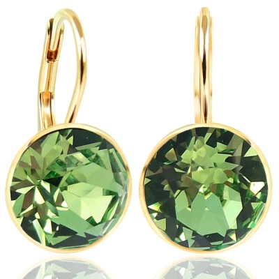 NOBEL SCHMUCK Ohrringe Gold Grün Markenkristalle 925 Sterling Silber vergolde... - Bild 1 von 4