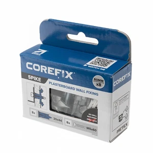 Corefix Spike Heavy Duty Plasterboard Fixings 8 Pack, DIY Kit with M5X60Mm Screw - Picture 1 of 12