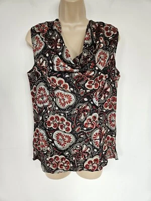 New with Tags ANOKHI Floral Cowl Neck Vest Top L Sleeveless Lightweight T-shirt - Image 1 of 4