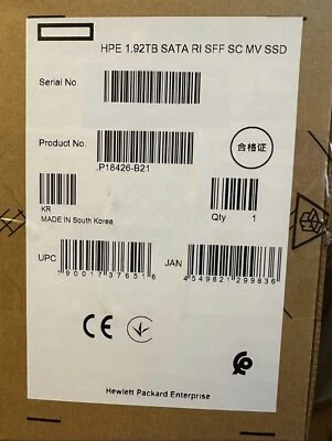 For HPE P18426-B21 P18484-001 SATA 1.92TB 6G 2.5" SFF RI G8 G9 Gen10 Server SSD - Image 1 of 4