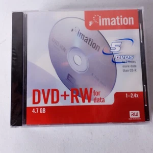 Imation DVD+RW for Data 5 DVD Disc Set New Sealed 4.7 GB Holds up to 7 Times - Picture 1 of 5