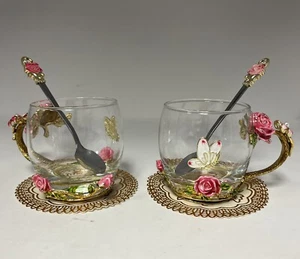 ENAMEL FLOWER TEA CUP ( 2pack ) #40 - Picture 1 of 6