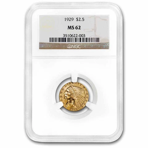 1929 $2.50 Indian Gold Quarter Eagle MS-62 NGC - SKU#13489 Cover