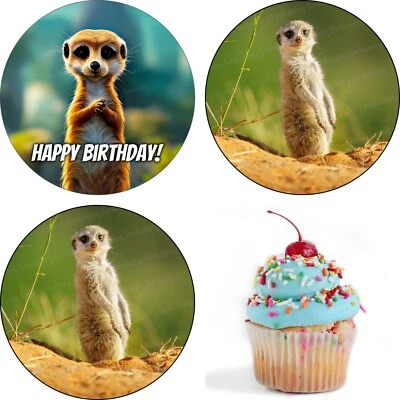 Erdmännchen Tortenbild Muffin Party Deko Geburtstag Cupcake essbar Geschenk neu - Bild 1 von 4