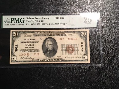 National Bank Note Salem New Jersey PMG 25Vf - Image 1 of 2