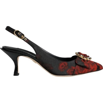 Zapatos DOLCE & GABBANA Negro Rojo Floral Cristal Tacón Cordón EU39.5/US9 1050usd Foto 1 de 4