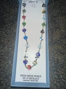 "Collar Piper K perlas de agua dulce corazón cuentas 18"" x 3""" - Imagen 1 de 7