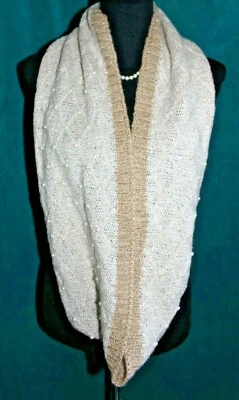 BETSEY JOHNSON Beige Infinity Scarf Pears Ever So Soft Acrylic Mix Muffler NWOT - Image 1 of 4