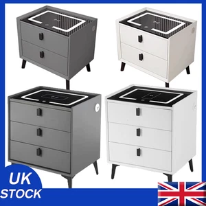 2/3 Drawer Smart Bedside Table LED Bedroom Bedside Cabinet Furniture Storage HOT - Picture 1 of 37