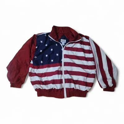 Chaqueta cortavientos vintage años 90 Active Horizons bandera americana para mujer talla mediana Foto 1 de 4