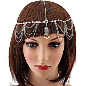 Dainty Women Head Chain Golden Crystal Bridal Head Chain Headpiece For Women - Picture 1 of 3