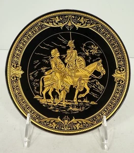 Vintage 1970er Damaszener Toledo Spanien 24K Intarsien Goldplatte Soldaten Pferd 6,25 Zoll - Bild 1 von 7