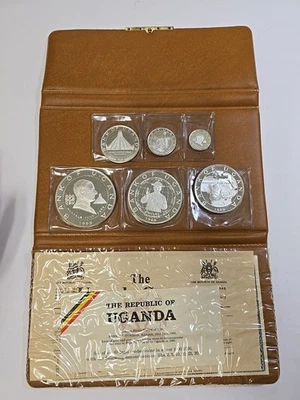 1969 Republic Of Uganda Silver Coin Set .999 Silver Six Coins 2,5,10,20,25,30... - Image 1 of 4