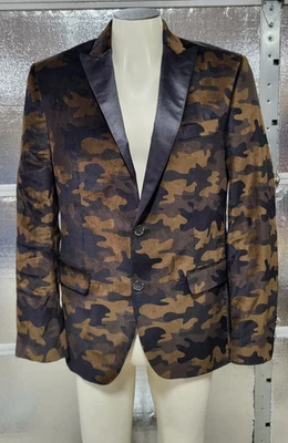 VanHeusen Studio - Mens Camo Brown Black Blazer Jacket - 38R -Sport Coat - Image 1 of 4