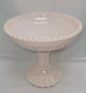 JEANETTE Compote  Pedestal Bowl Windsor Shell Pink Milk Glass 5.5 Inches - Picture 1 of 13