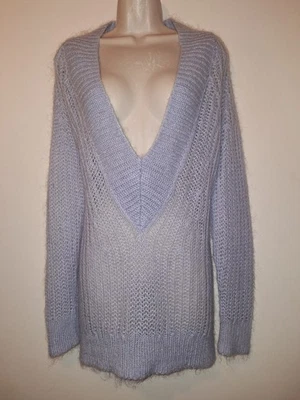 Jersey Esprit Polvo Azul Suelto Panal Tejido Lana Mohair Reino Unido 10 UE 38 EE. UU. 6 Foto 1 de 4