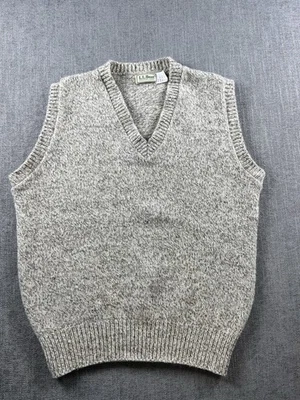 Винтажный LL Bean шерсти свитер жилет мужской L 80-х сделано в США опрятный открытый VNECK - Изображение 1 из 4