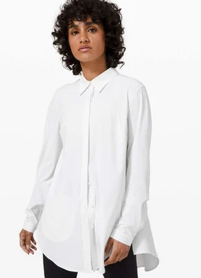 Lululemon In The Moment Long Sleeve Button Down Loose Fit Size 6 White - Image 1 of 4