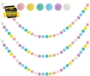 Guirnalda de pompones colorida bola de fieltro 3 piezas, 6,5 pies de largo 30 bolas de fieltro de lana arco iris  - Imagen 1 de 6