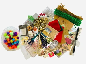 Craft Supplies Mixed Lot Recollections Fiskars Scissors Stickers Poms Holiday - Picture 1 of 12