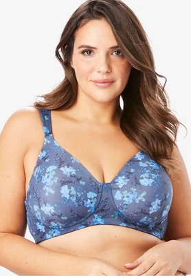 Sujetador Camiseta Leading Lady Brigitte Cobertura Completa Sin Alambres 5042, Azul Floral 48G Foto 1 de 4