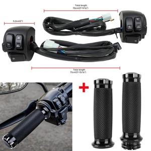 1" 25mm Handlebars Control Switches +Hand Grips For Harley Sportster XL 883 1200 - Picture 1 of 14