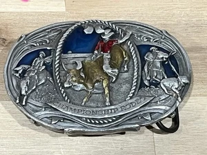 Impresionante 1987 Bergamota Campeonato Rodeo Cinturón Hebilla Color Esmalte Bull Riding - Imagen 1 de 4