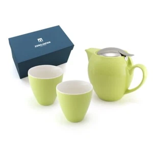 ZEROJAPAN Gift Set Universal Teapot for 4 People & 2 Teacups Tall Kiwi ZG... - Picture 1 of 4