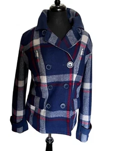 Abrigo World Wide Sportsman 67 para mujer talla M rojo/gris/azul a cuadros cuatro bolsillos - Imagen 1 de 5
