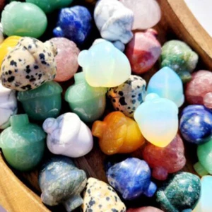 Natural Crystal Quartz Hazelnut Acorn Mini Ornament Stone Healing Christmas - Picture 1 of 25