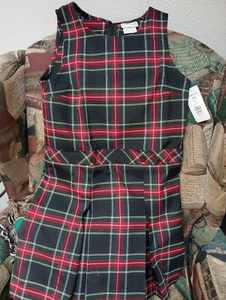 Becky Thatcher School Uniform Jumper Size 10 - Dark Blue Red Yellow Green Plaid - Picture 1 of 8
