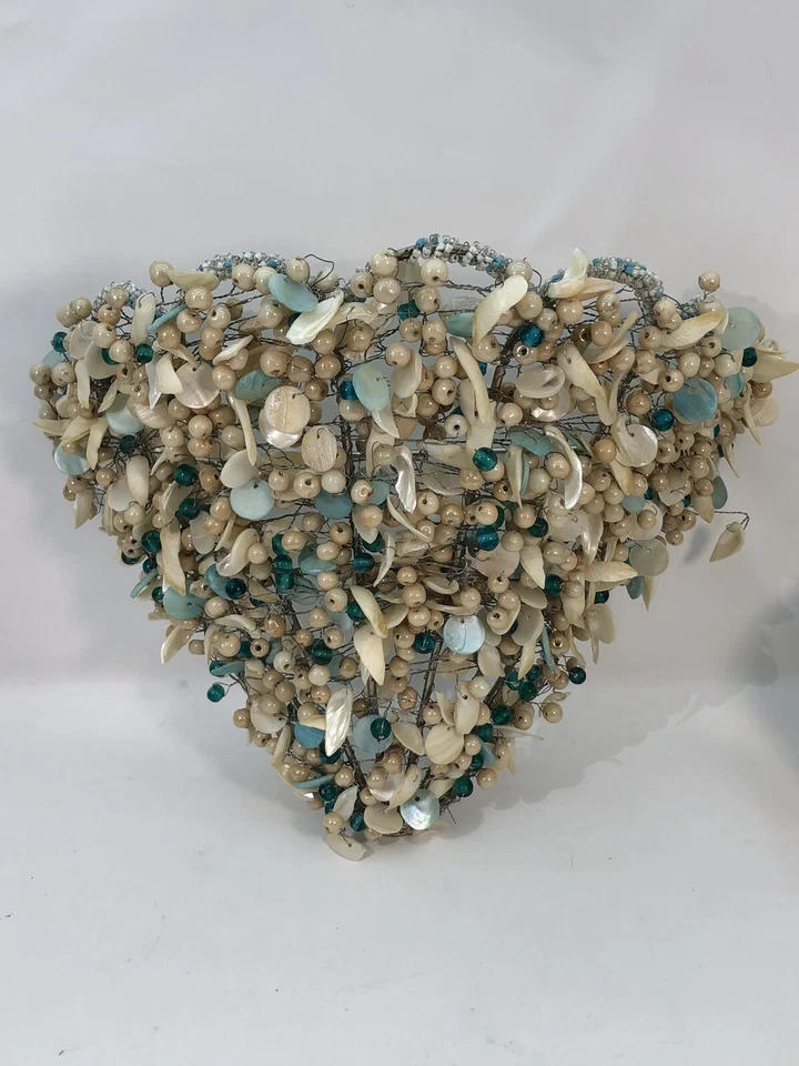 Unique Handmade Beaded And Shells Wall Sconce 8” In Height - Image 1 of 4