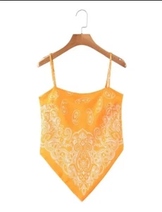 Ringelblume gelb TieBack Bandana Paisley Trägertop 3XL 17 18 19 neu ohne Etikett Festival Boho - Bild 1 von 6