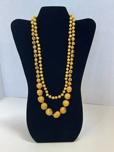 48” Long Acai Seed Necklace Yellow - Long -  Easily Doubles - Picture 1 of 8